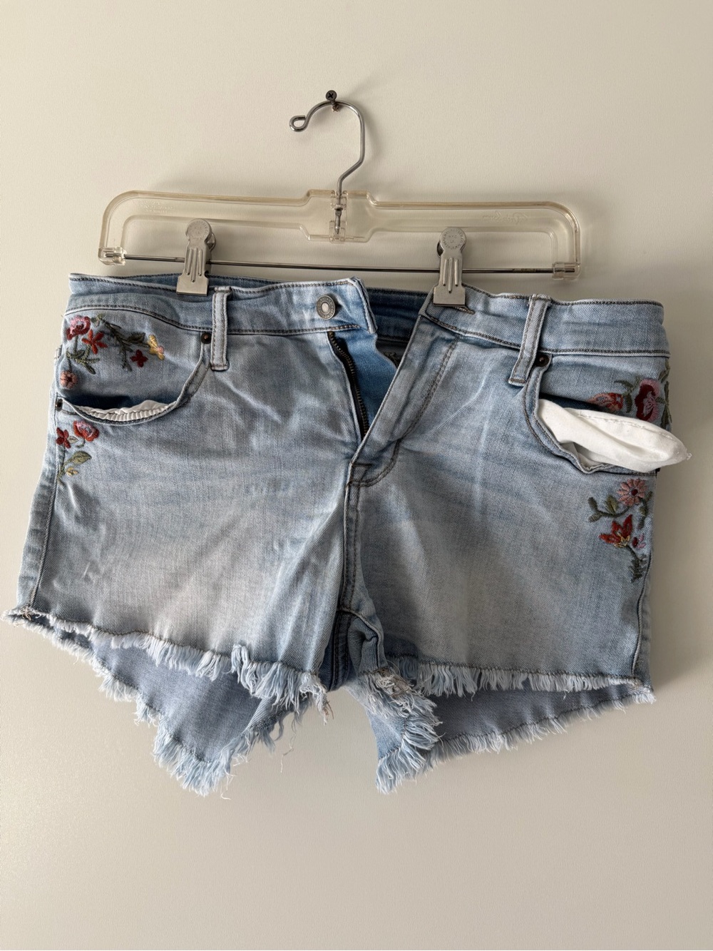 Mossimo Supply Co. Light Blue Denim Shorts with Floral Embroidery
